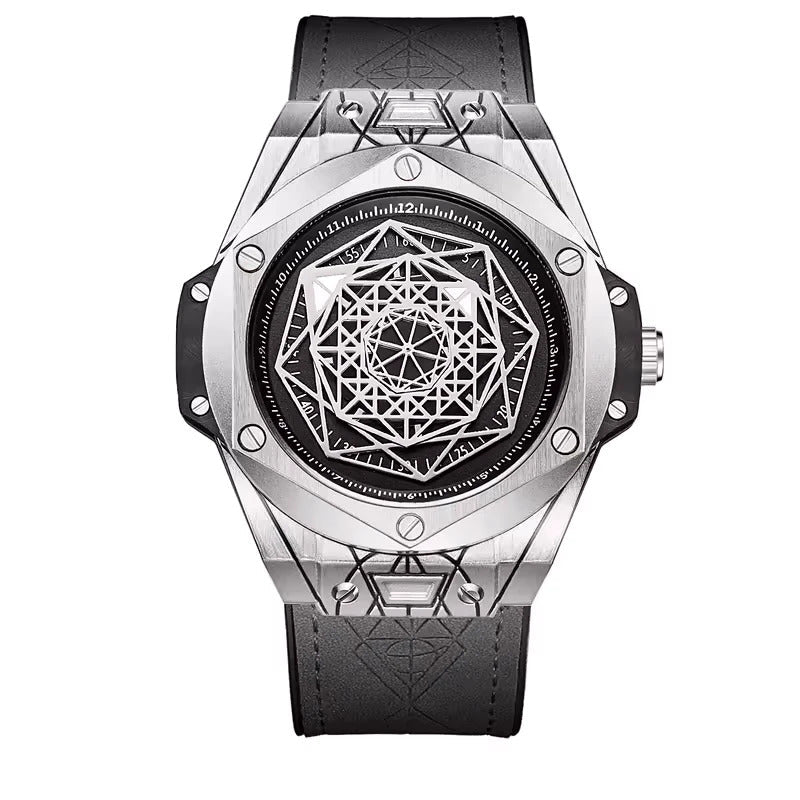 ONOLA 3810 Axis Geometric Dial Leather Strap Quartz Watch