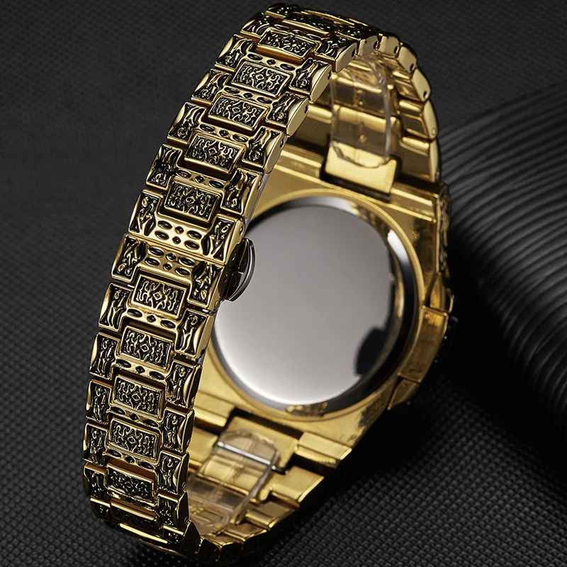 ONOLA Heritage 3808 Men's Gold-Tone Engraved Watch