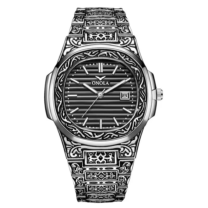 ONOLA Heritage 3808 Men's Gold-Tone Engraved Watch