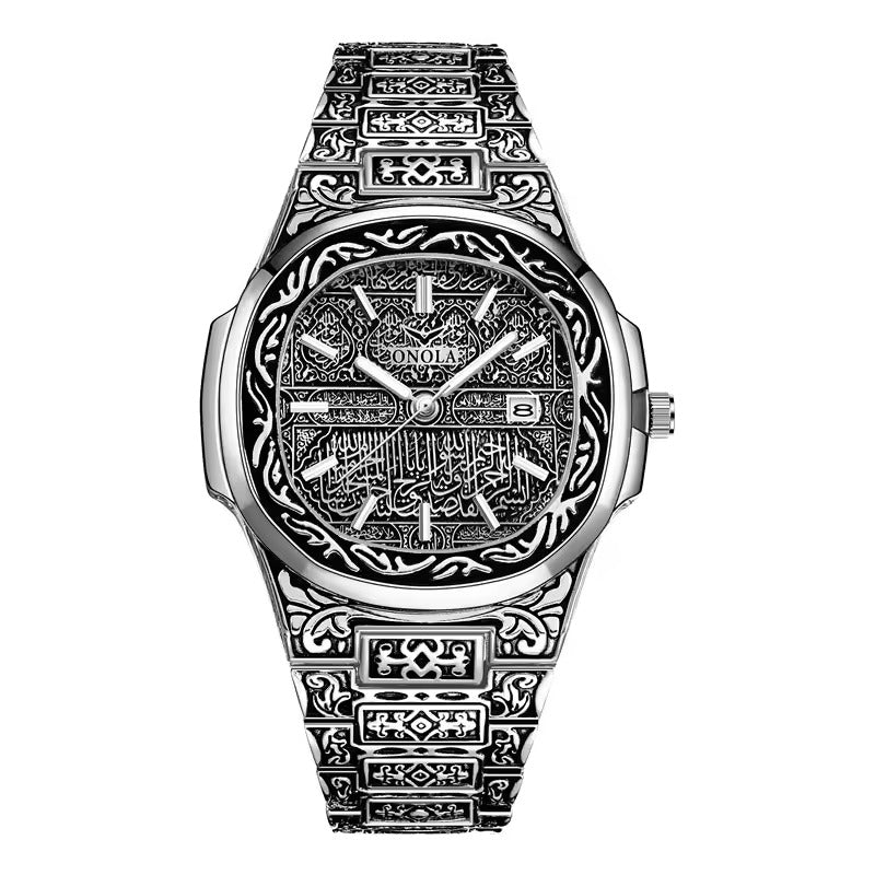 ONOLA Heritage 3808 Men's Gold-Tone Engraved Watch