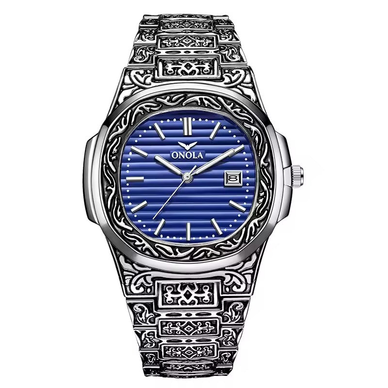 ONOLA Heritage 3808 Men's Gold-Tone Engraved Watch