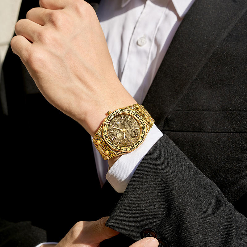 ONOLA Sovereign 3812 Men's Vintage Engraved Quartz Watch