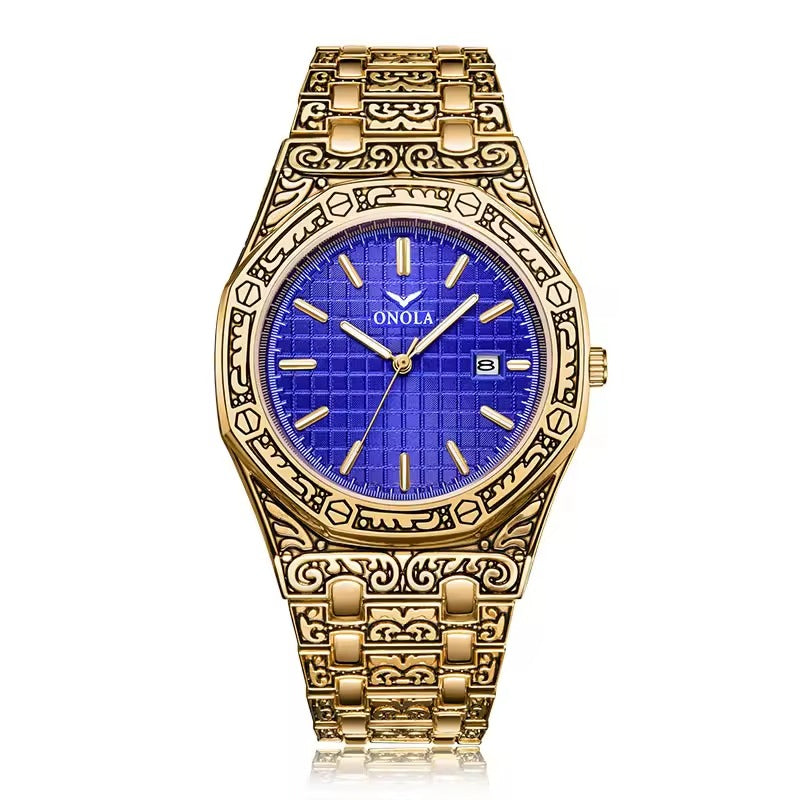 ONOLA Sovereign 3812 Men's Vintage Engraved Quartz Watch