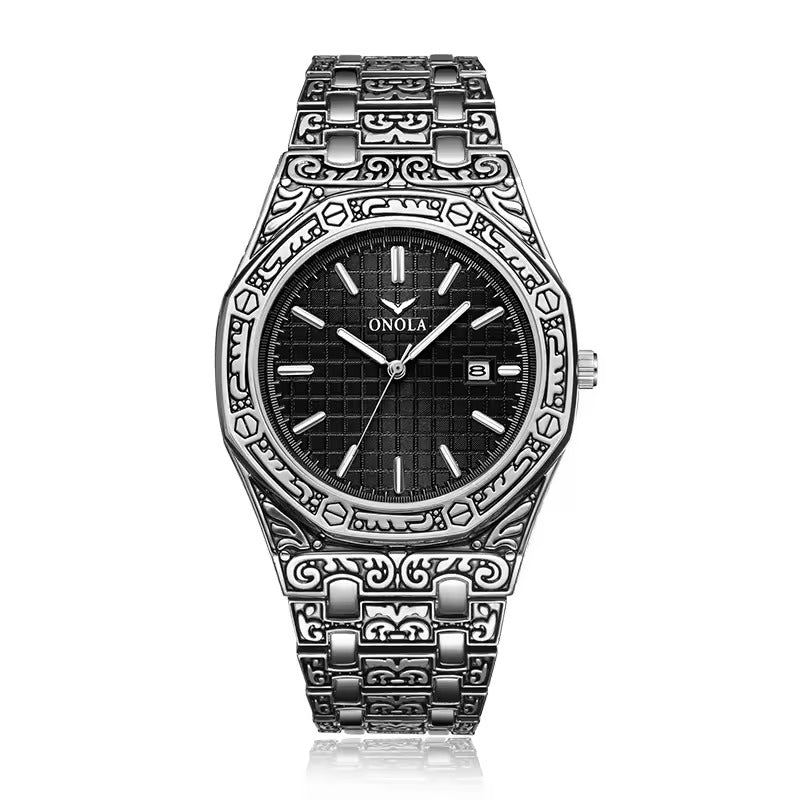 ONOLA Sovereign 3812 Men's Vintage Engraved Quartz Watch
