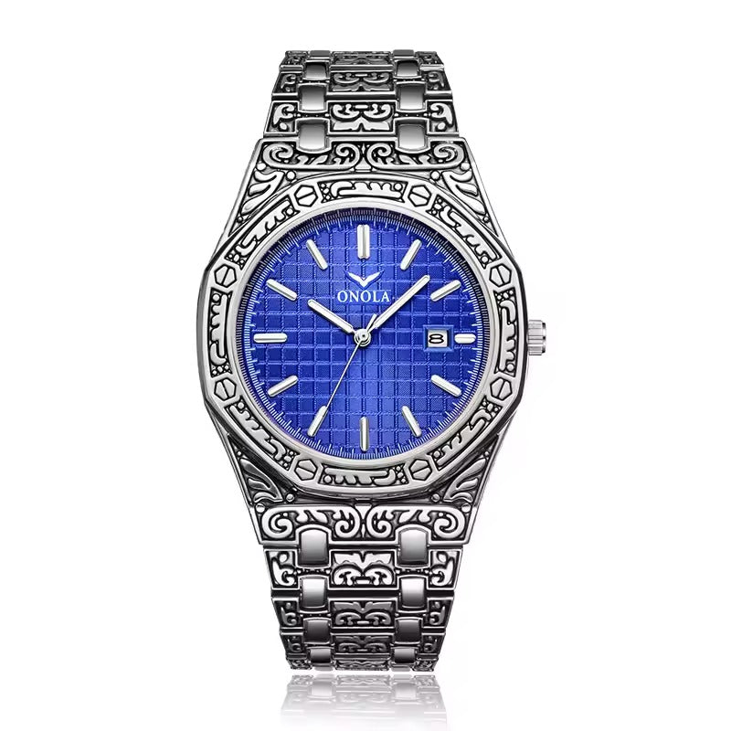 ONOLA Sovereign 3812 Men's Vintage Engraved Quartz Watch