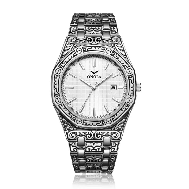 ONOLA Sovereign 3812 Men's Vintage Engraved Quartz Watch